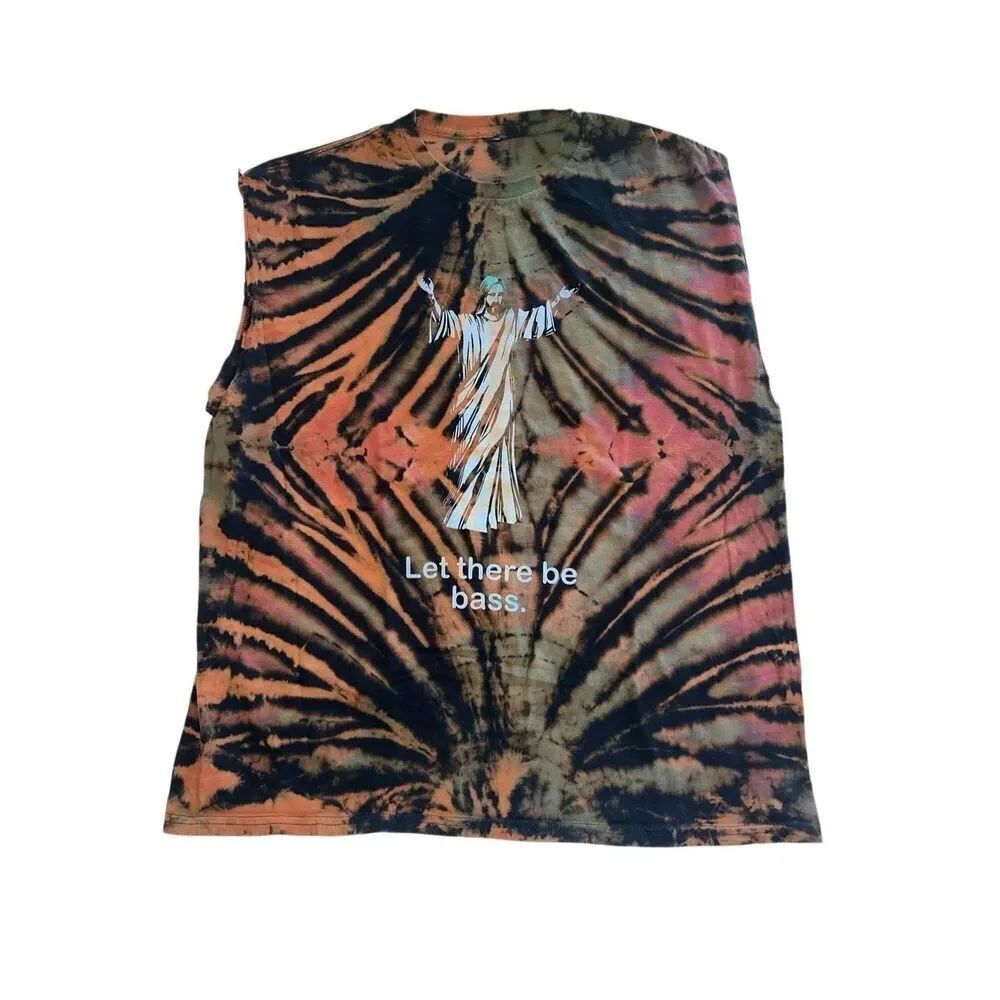 Jesus Let There Be Bass Religious Tie-Dye Tee